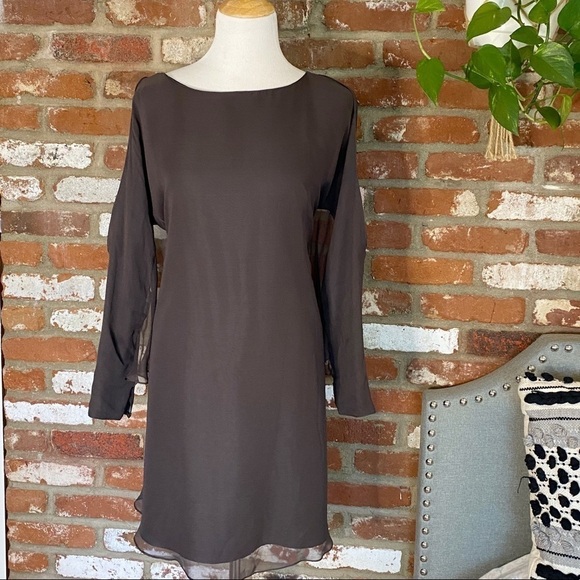 Jay Godfrey Open Slit Long Sleeve Chiffon Dress size 4 - Picture 7 of 15